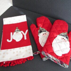 Christmas towel & Oven Mit set by Jingles & Joy,  new